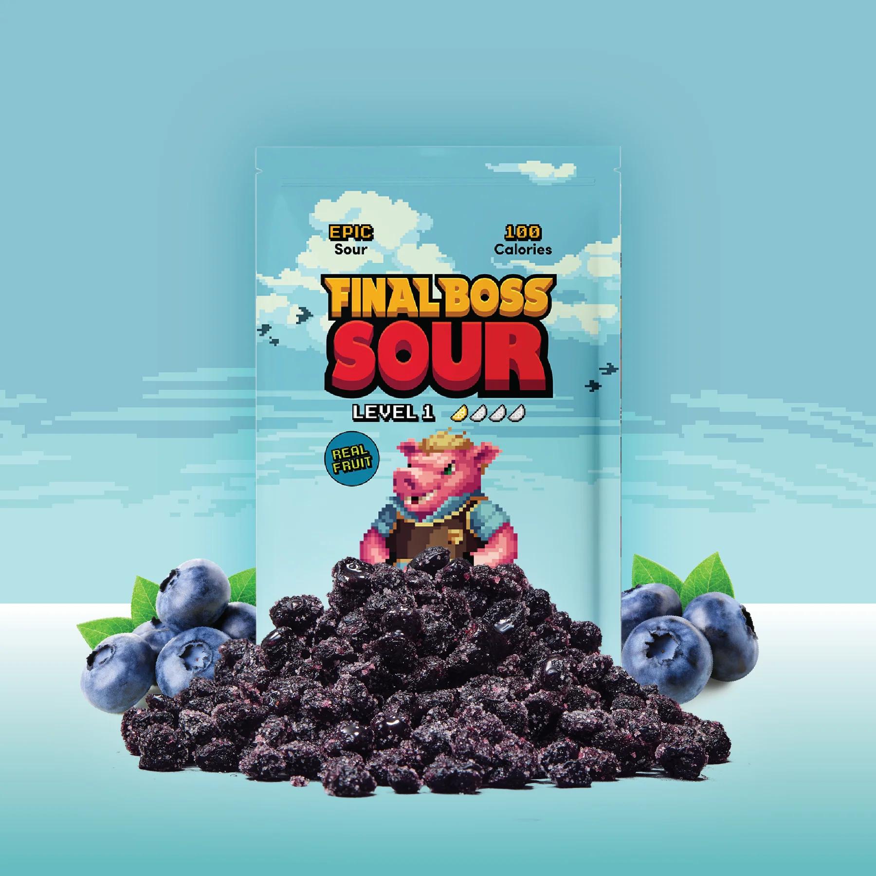 Final Boss Extremely Super Sour Candy, Natural Chewy Dried Fruit Gummies Made with Dried Fruit, Dye & Gluten Free, Low Calorie Healthy Snack for Kids & Adults