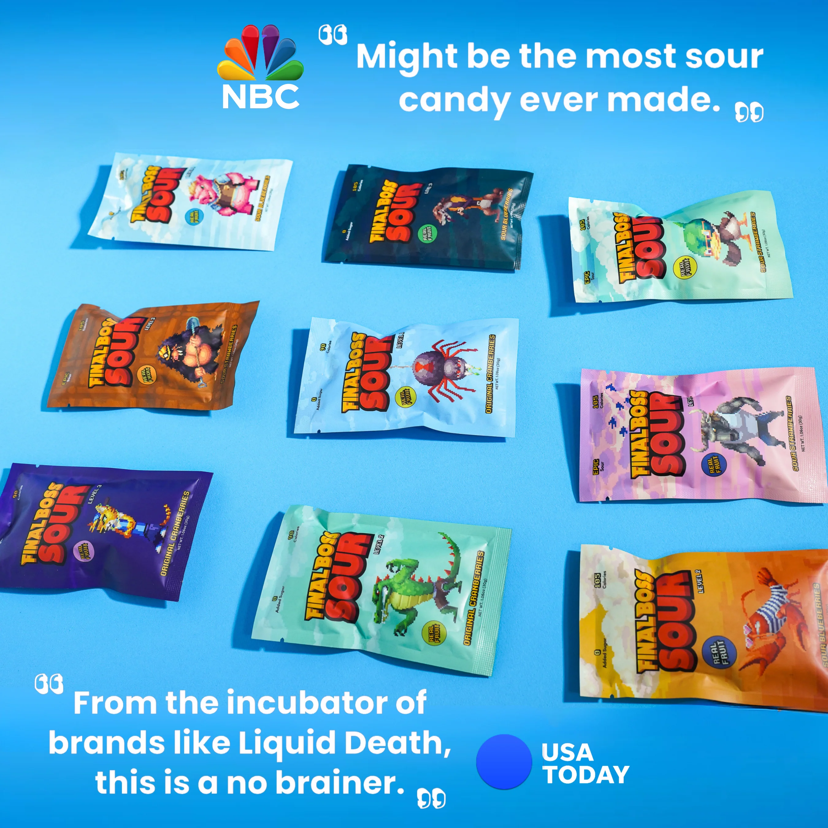 Final Boss VIP Sampler Pack - Sour Candy - 18 Pouches of Sour Strawberries, Blueberries, Mango, Kiwi, Pineapple, and Cranberries - 3 Level Sour Challenge - Image 2
