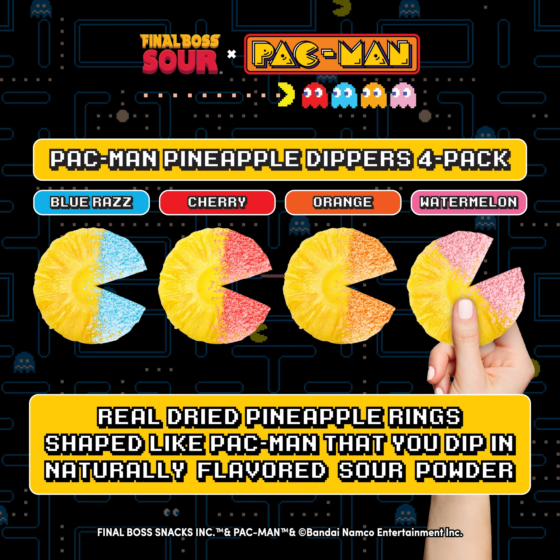 Pac-man x Final Boss Sour: Pineapple Dippers (4-Pack) - Image 3