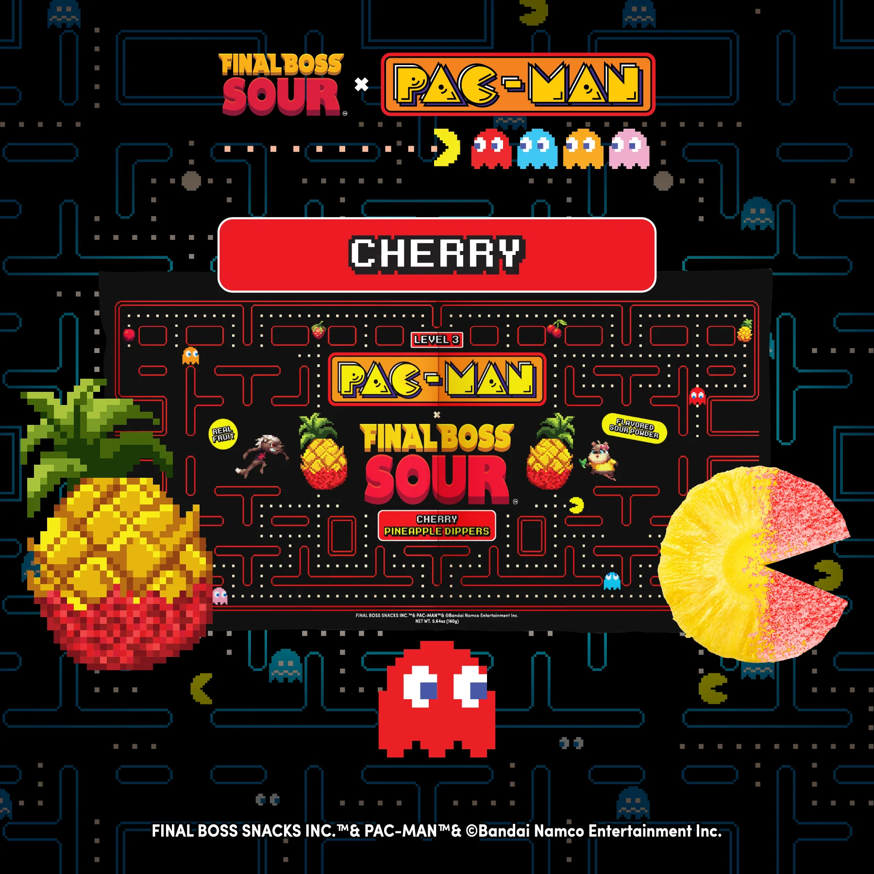 Pac-man x Final Boss Sour: Pineapple Dippers (4-Pack) - Image 7